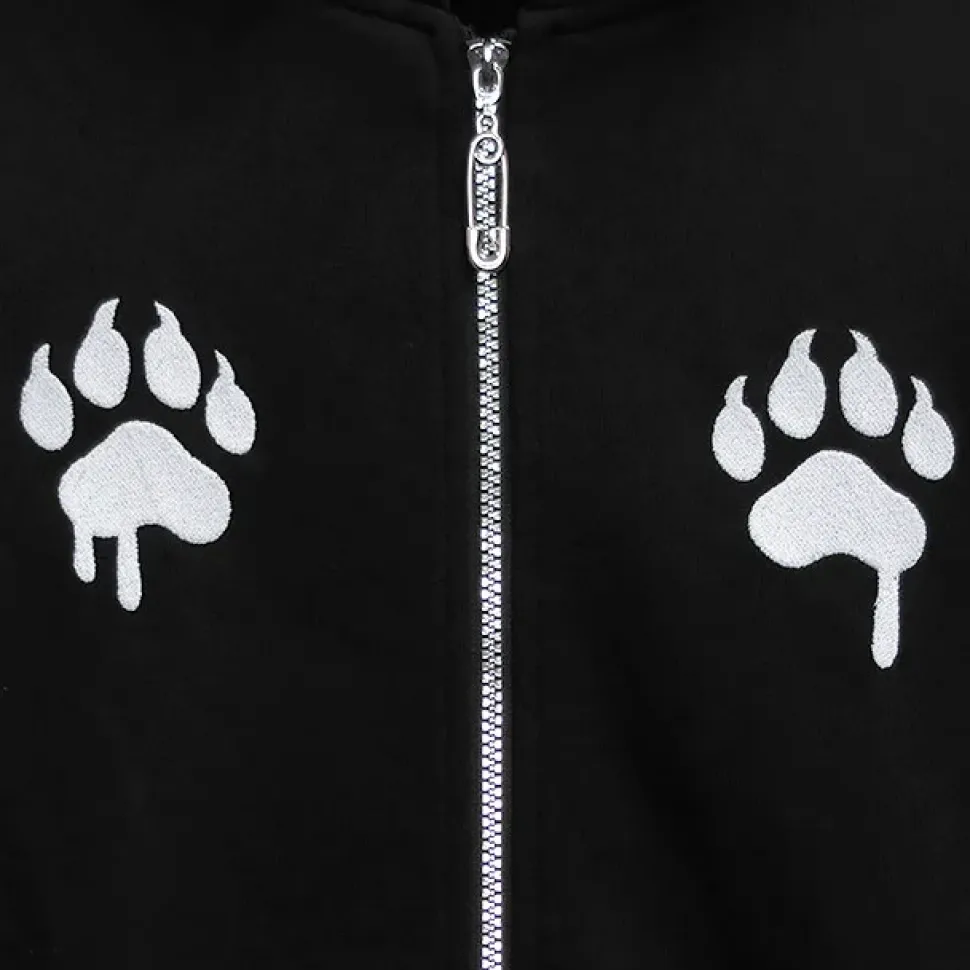 LISTEN FLAVOR Tiger and Fire Horn Pad Zip Hoodie