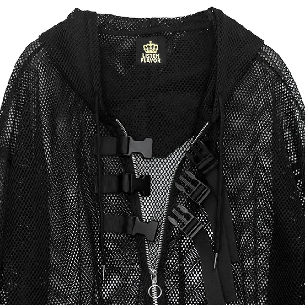 LISTEN FLAVOR Triple Belt Mesh Zip Hoodie