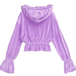 LISTEN FLAVOR Triple Heart Velour Short Hoodie