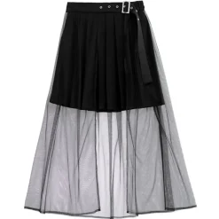 LISTEN FLAVOR Tulle Layered Pleated Skirt