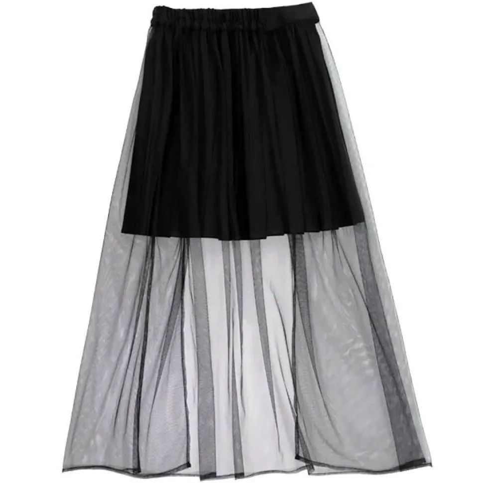LISTEN FLAVOR Tulle Layered Pleated Skirt