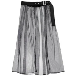 LISTEN FLAVOR Tulle Layered Pleated Skirt