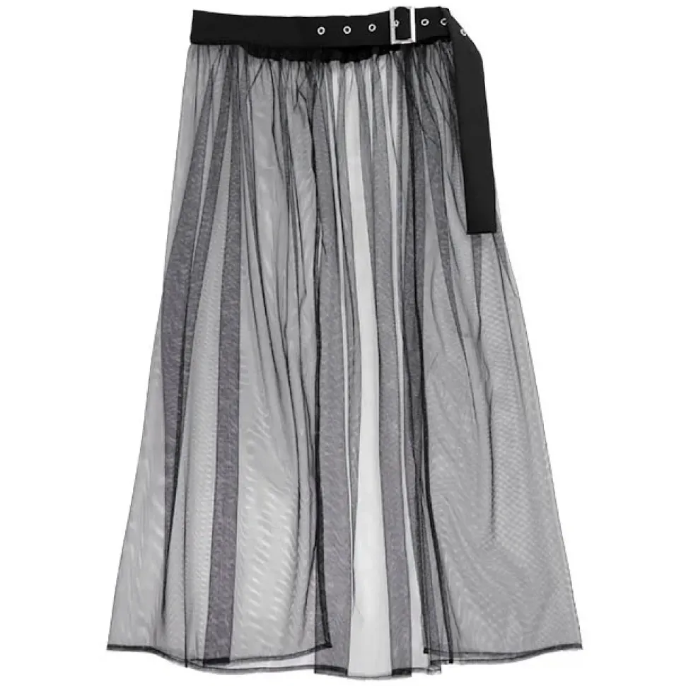 LISTEN FLAVOR Tulle Layered Pleated Skirt