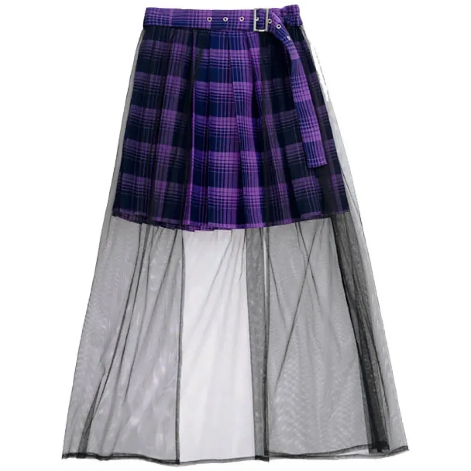 LISTEN FLAVOR Tulle Layered Pleated Skirt