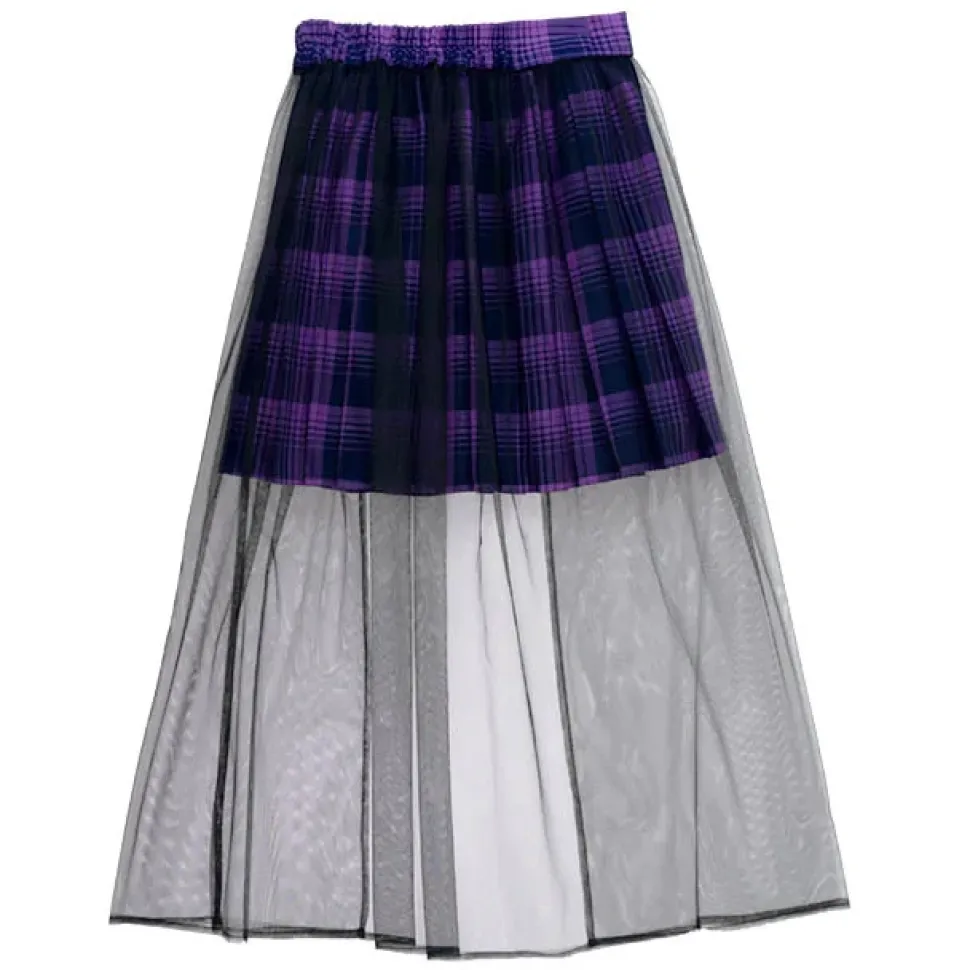 LISTEN FLAVOR Tulle Layered Pleated Skirt