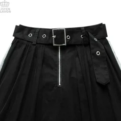 LISTEN FLAVOR Tulle Pleated Mini Skirt w/ Belt