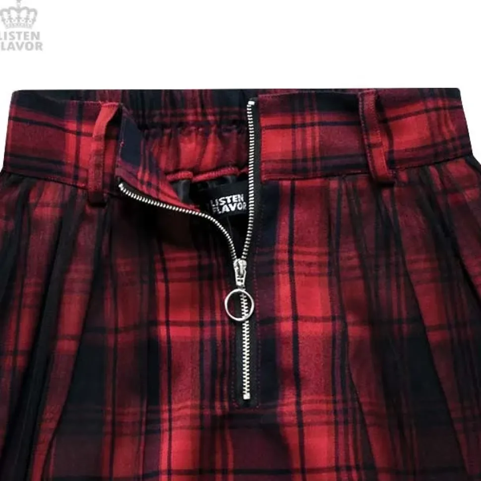 LISTEN FLAVOR Tulle Pleated Mini Skirt w/ Belt