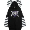 LISTEN FLAVOR Usamimi Stripe Layered Style Hoodie
