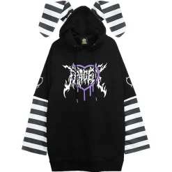LISTEN FLAVOR Usamimi Stripe Layered Style Hoodie