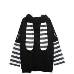 LISTEN FLAVOR Usamimi Stripe Layered Style Hoodie