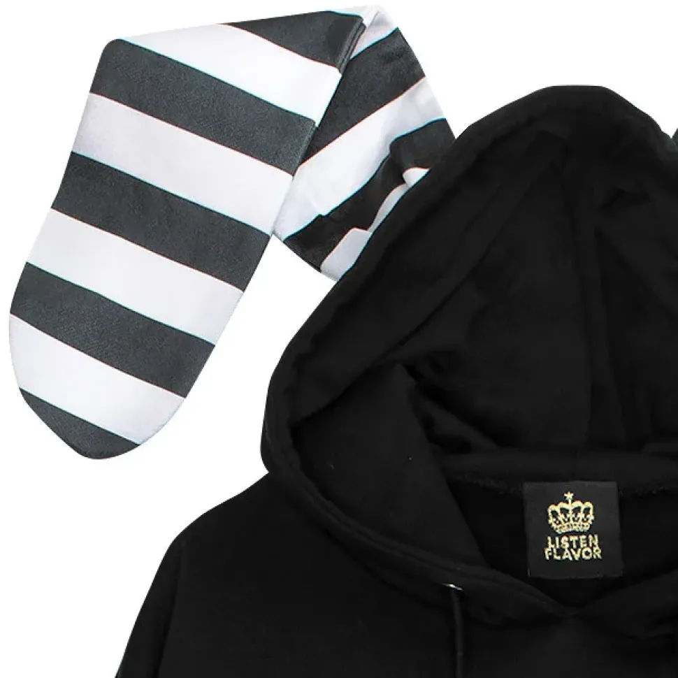 LISTEN FLAVOR Usamimi Stripe Layered Style Hoodie