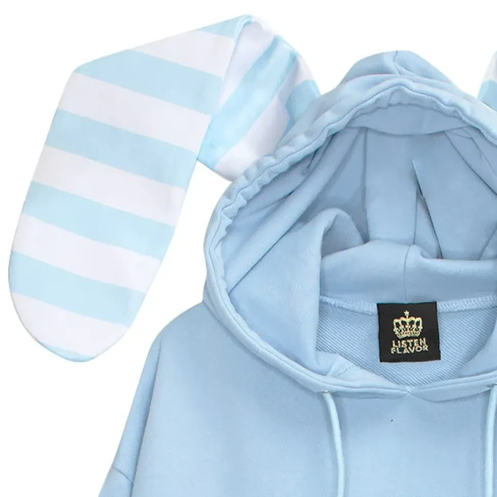 LISTEN FLAVOR Usamimi Stripe Layered Style Hoodie