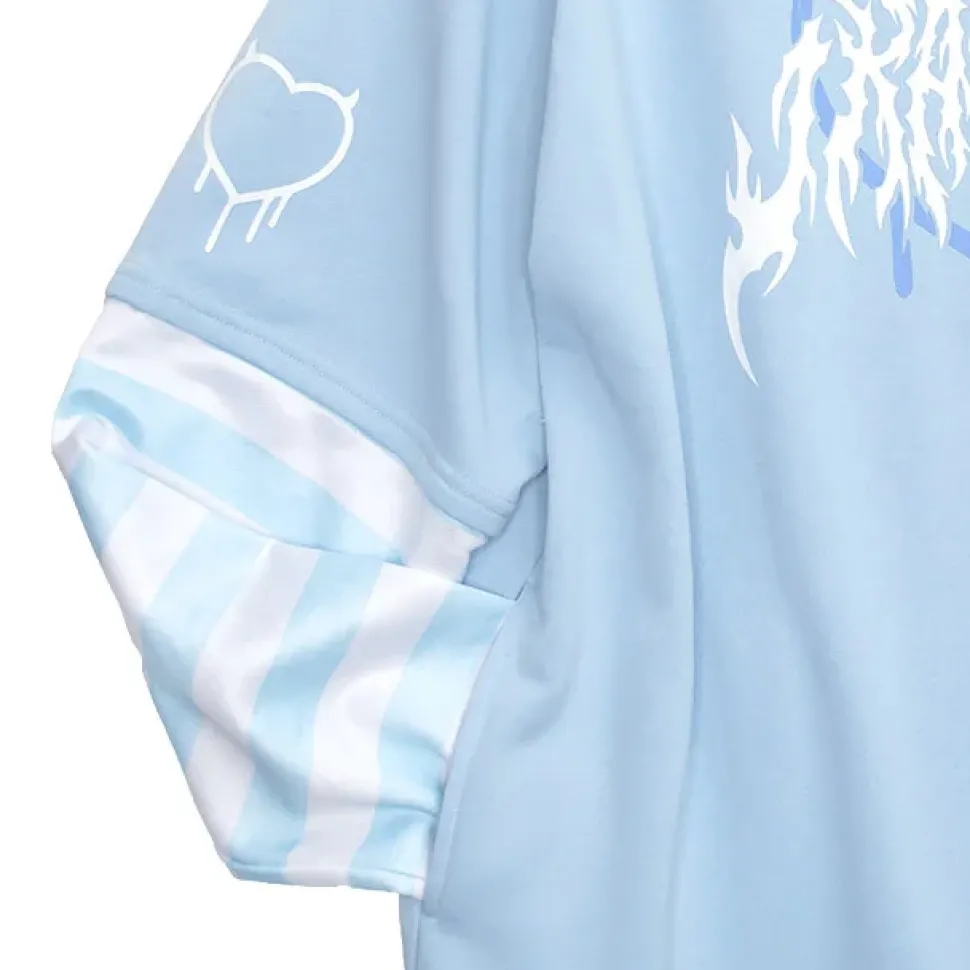 LISTEN FLAVOR Usamimi Stripe Layered Style Hoodie