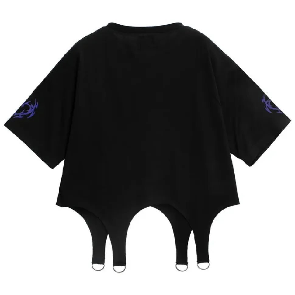 LISTEN FLAVOR Vampire Heart Hollowed-out Garter Tops Black