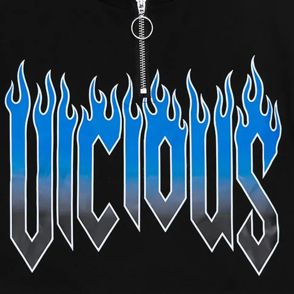 LISTEN FLAVOR Vicious Fire Eyelet Sleeve Short Top