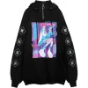 LISTEN FLAVOR x A.YAMI Half Zip Hoodie Black