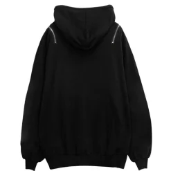 LISTEN FLAVOR x Kaibashira Shoulder Zip Hoodie Black