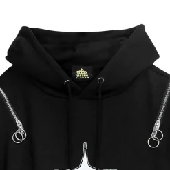 LISTEN FLAVOR x Kaibashira Shoulder Zip Hoodie Black