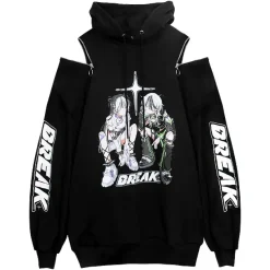 LISTEN FLAVOR x Kaibashira Shoulder Zip Hoodie Black