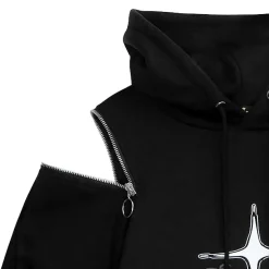 LISTEN FLAVOR x Kaibashira Shoulder Zip Hoodie Black