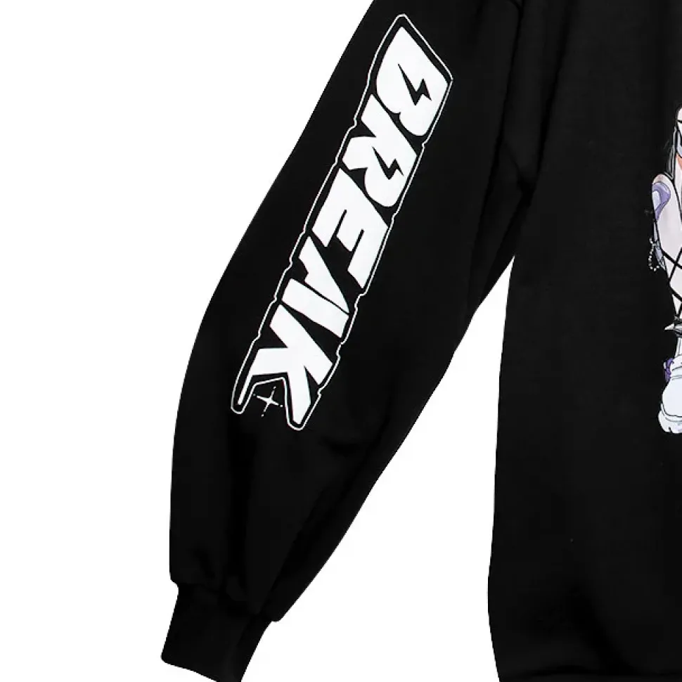 LISTEN FLAVOR x Kaibashira Shoulder Zip Hoodie Black