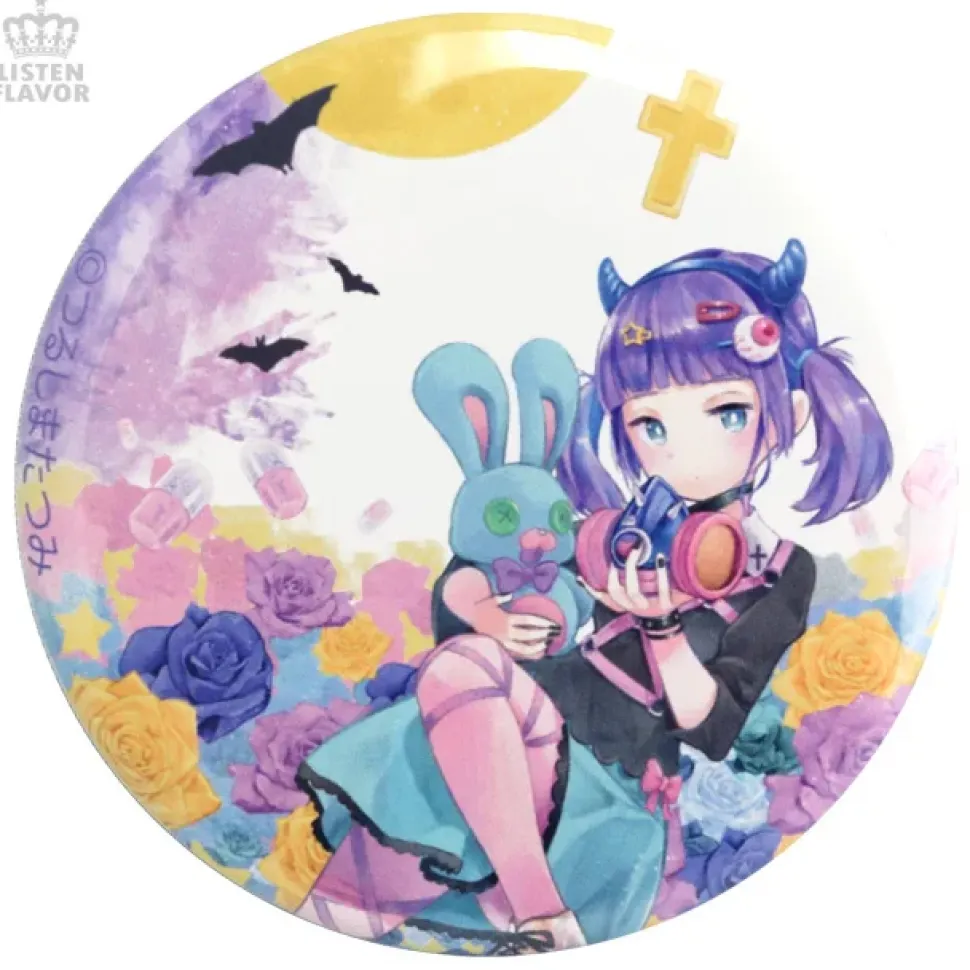 LISTEN FLAVOR x Tatsumi Tsurushima Moonlit Roses Punk Girl Collab Pin Badge
