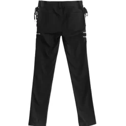 LISTEN FLAVOR Zip Design Side Lace-Up Black Skinny Pants