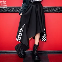 LISTEN FLAVOR Zip Detail Hemline Skirt