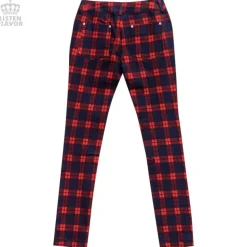 LISTEN FLAVOR Zip Detail Red Check Skinny Pants