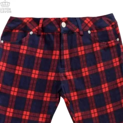 LISTEN FLAVOR Zip Detail Red Check Skinny Pants