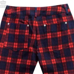 LISTEN FLAVOR Zip Detail Red Check Skinny Pants