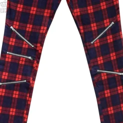 LISTEN FLAVOR Zip Detail Red Check Skinny Pants