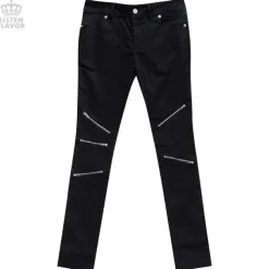LISTEN FLAVOR Zip Detail Black Skinny Pants