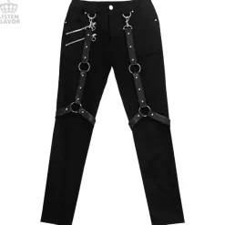 LISTEN FLAVOR Zip Skinny Black Pants w/ Harness
