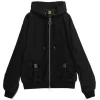 LISTEN FLAVOR Zip Slit Sleeve Hooded Blouson