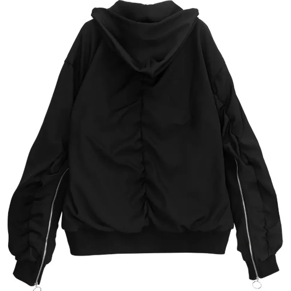 LISTEN FLAVOR Zip Slit Sleeve Hooded Blouson