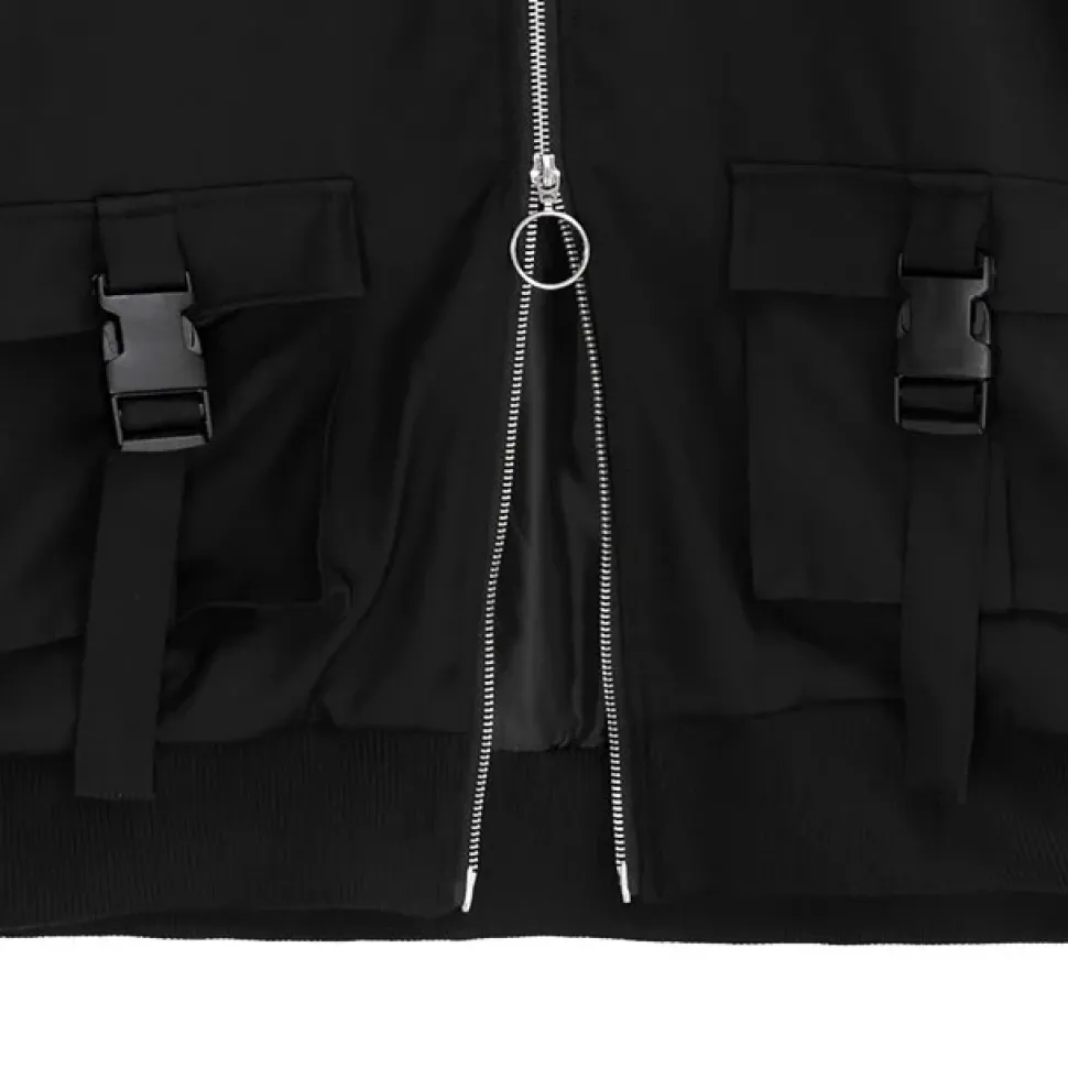 LISTEN FLAVOR Zip Slit Sleeve Hooded Blouson