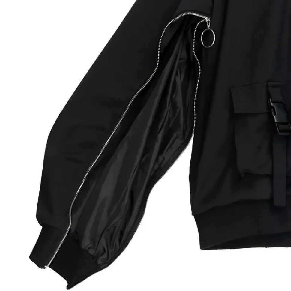 LISTEN FLAVOR Zip Slit Sleeve Hooded Blouson