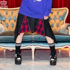 LISTEN FLAVOR Zippered Hem Line Skirt