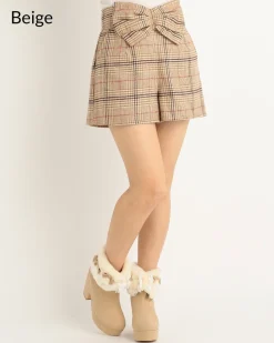 LIZ LISA Big Ribbon Plaid Shorts
