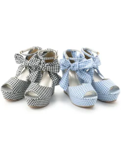 LIZ LISA Gingham Wedge Sandals