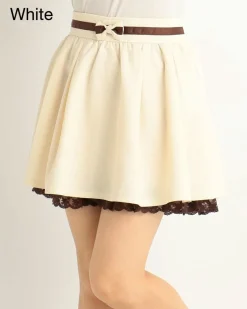 LIZ LISA Glen Plaid & Solid Color Sukapan Skirt (White)