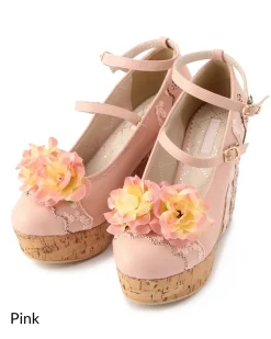 LIZ LISA Rose Wedge Pumps