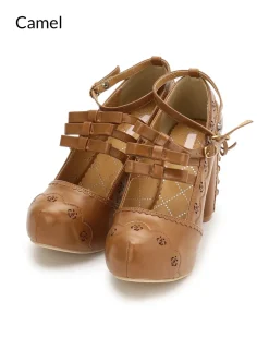 LIZ LISA Triple Ribbon Strap Pumps