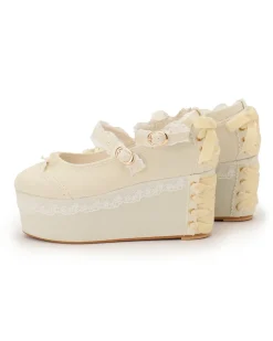 LIZ LISA Velour Lace-Up Platform Shoes