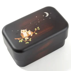 Maki-e Owl 2-Tier Mini Bento Box