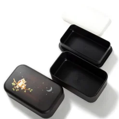 Maki-e Owl 2-Tier Mini Bento Box