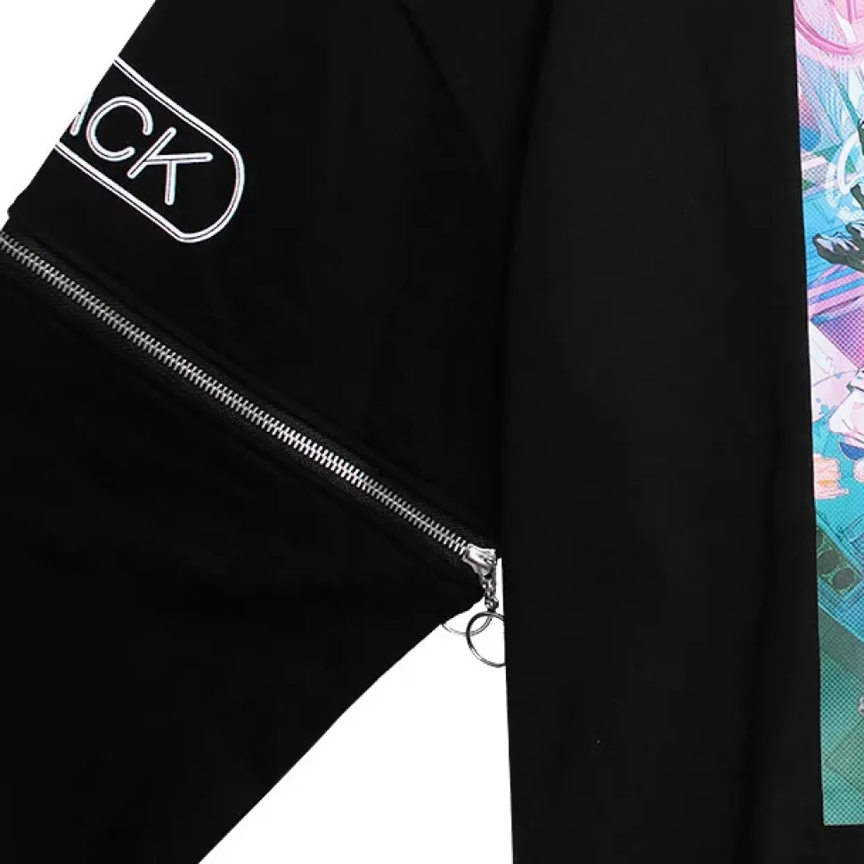 murakaruki x LISTEN FLAVOR Zip Sleeve Hoodie Black
