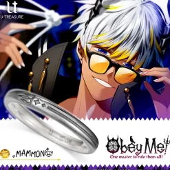 Obey Me! Mammon Black-Coated Silver Ring