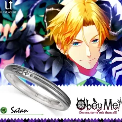 Obey Me! Satan Black-Coated Silver Ring